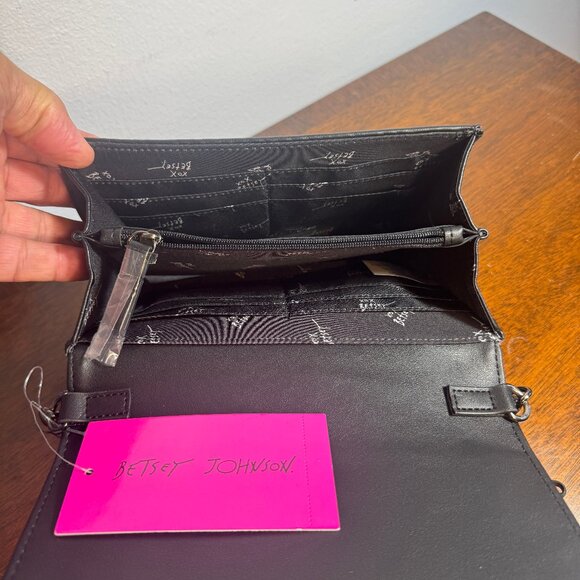 Betsey Johnson Black Crossbody Shoulder Bag XOSYBIL - Picture 5 of 7